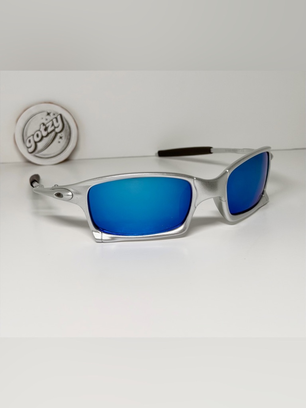 Squared X Retro Sunglasses Gloss Silver Frame